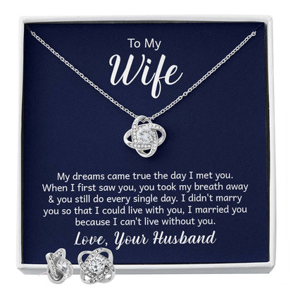 Love Knot Necklace and Earrings Set - Wife