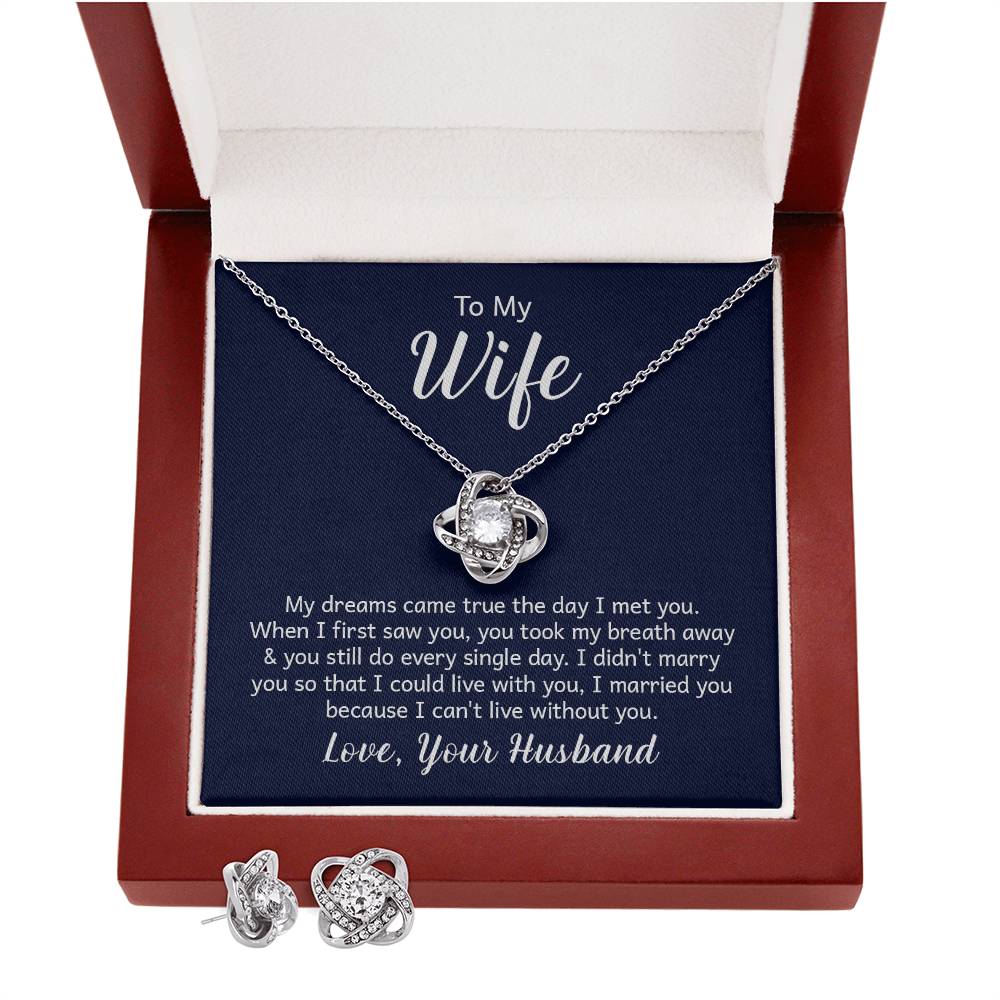 Love Knot Necklace and Earrings Set - Wife