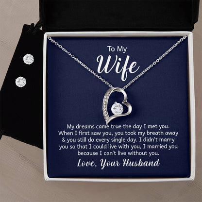 Forever Love Necklace and Earrings Set - Wife