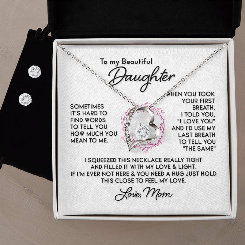 Forever Love Necklace and Earrings Set - Daughter