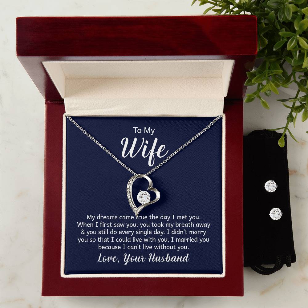 Forever Love Necklace and Earrings Set - Wife